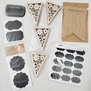 PARTY LOT Chalkboard Sign Food Label Wood & Burlap Banner Marker Pen Black Ink